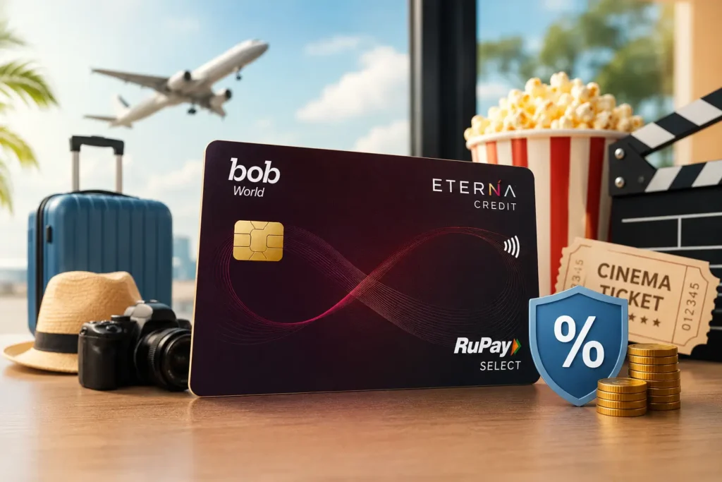 BOB Eterna Credit Card Review: Save on Travel, Movies & Fees BOB Eterna Credit Card